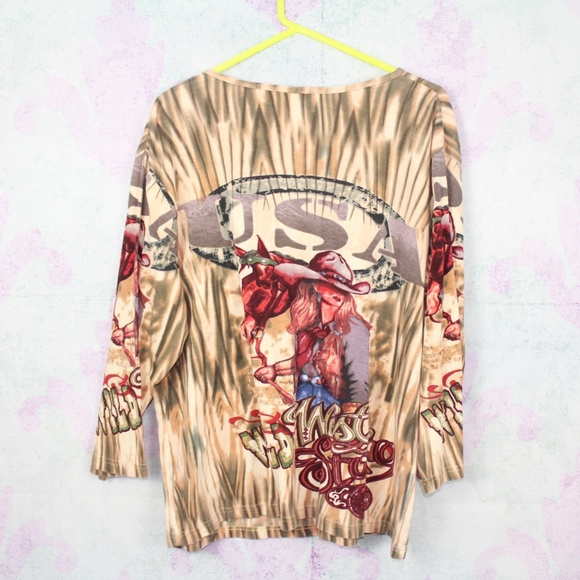 Wild West Story Embellished Cowgirl Western Tee - Picture 2 of 4